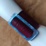 manchette cuir, bracelet cuir large, boucle vintage, bijou artisanal, cuir recyclé, création française, Dordogne