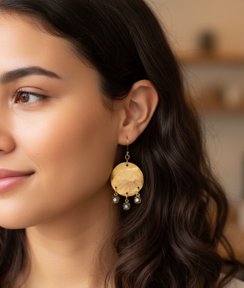 Boucles d’oreilles dorées upcyclées